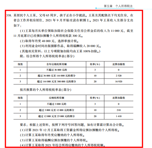 2022年注會《稅法》第二批試題及參考答案計算題(回憶版)