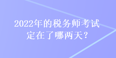 2022年的稅務(wù)師考試定在了哪兩天？