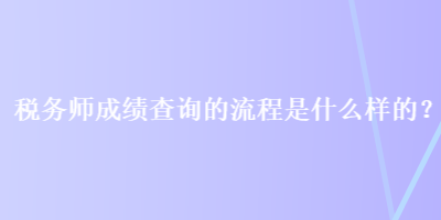 稅務(wù)師成績(jī)查詢的流程是什么樣的？