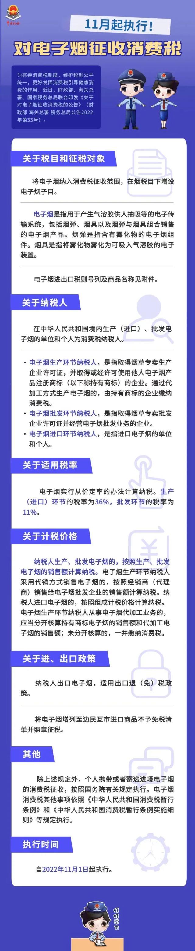 11月起執(zhí)行！對(duì)電子煙征收消費(fèi)稅