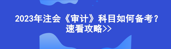 2023年注會(huì)《審計(jì)》科目如何備考？速看攻略>>