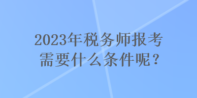 2023年稅務(wù)師報考需要什么條件呢？