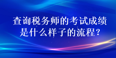 查詢稅務(wù)師的考試成績是什么樣子的流程？