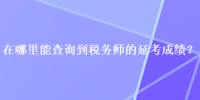 在哪里能查詢到稅務(wù)師的延考成績？