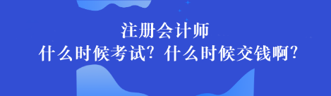 注冊會計(jì)師什么時候考試？什么時候交錢??？