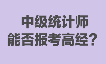 中級(jí)統(tǒng)計(jì)師能否報(bào)考高經(jīng)