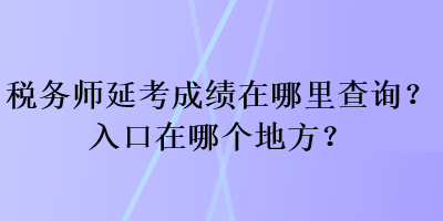 稅務(wù)師延考成績(jī)?cè)谀睦锊樵?？入口在哪個(gè)地方？