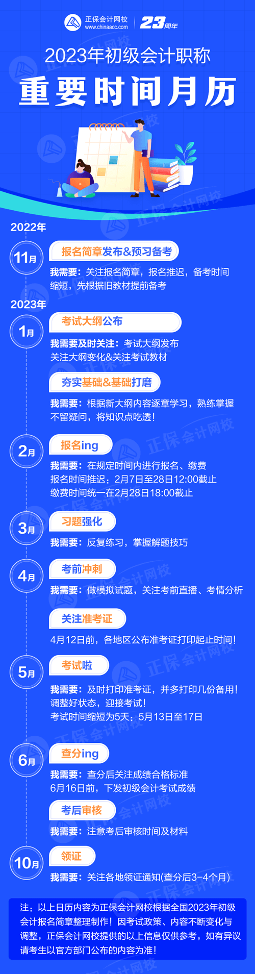 2023年初級(jí)會(huì)計(jì)職稱重要時(shí)間月歷已出爐！建議收藏~