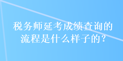 稅務(wù)師延考成績查詢的流程是什么樣子的？