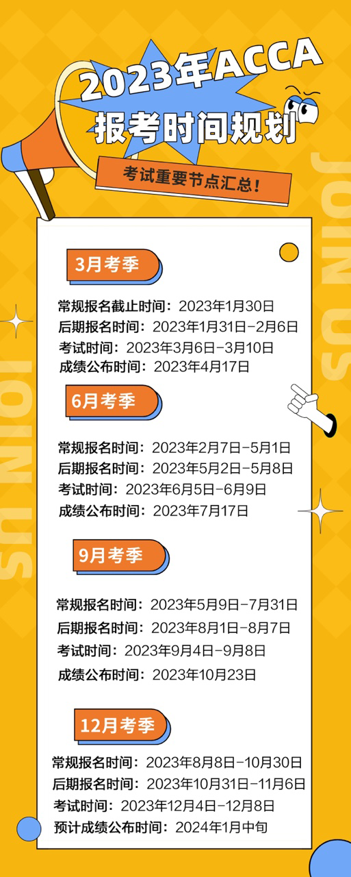 溫馨提醒！2023年ACCA報名&考試時間匯總