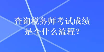 查詢稅務(wù)師考試成績(jī)是個(gè)什么流程？