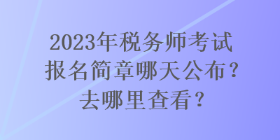 2023年稅務(wù)師考試報名簡章哪天公布？去哪里查看？