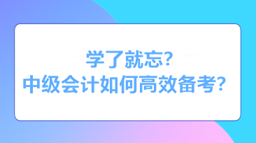 學(xué)了就忘？知識(shí)都還給老師了？中級(jí)會(huì)計(jì)如何高效備考？