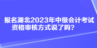 報名湖北2023年中級會計考試資格審核方式說了嗎？