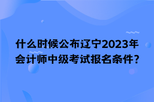 什么時(shí)候公布遼寧2023年會計(jì)師中級考試報(bào)名條件？