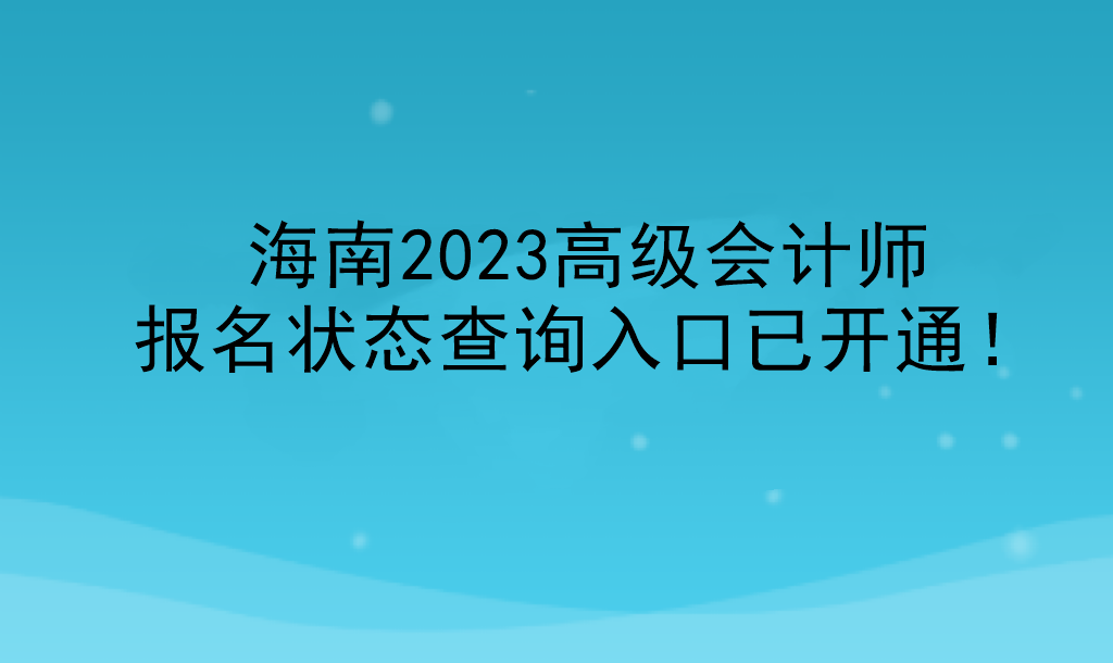 海南2023高級會計師報名狀態(tài)查詢?nèi)肟谝验_通！