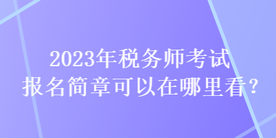 2023年稅務(wù)師考試報(bào)名簡(jiǎn)章可以在哪里看？