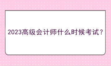 2023高級會計師什么時候考試？