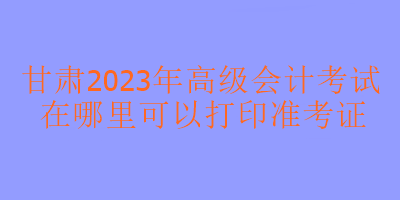 甘肅2023年高級會計考試在哪里打印準(zhǔn)考證？