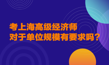 考上海高級經(jīng)濟師，對于單位規(guī)模有要求嗎？