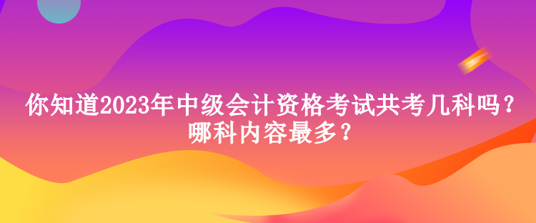 你知道2023年中級會計資格考試共考幾科嗎？哪科內(nèi)容最多？