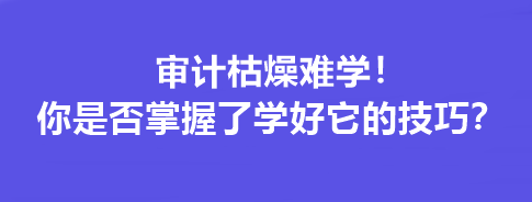 審計枯燥難學！你是否掌握了學好它的技巧？