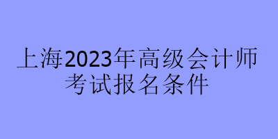 上海2023年高級會計(jì)師考試報(bào)名條件