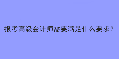 報(bào)考2023年高級(jí)會(huì)計(jì)師考試需要滿足什么要求？