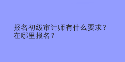 報(bào)名初級(jí)審計(jì)師有什么要求？在哪里報(bào)名？