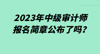 2023年中級審計師報名簡章公布了嗎？