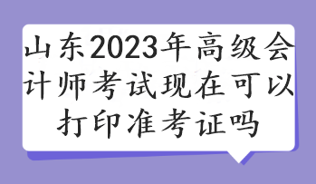 山東2023年高級會計師考試現在可以打印準考證嗎