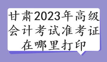 甘肅2023年高級會計(jì)考試準(zhǔn)考證在哪里打印