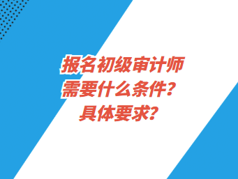 報名初級審計師需要什么條件？具體要求？