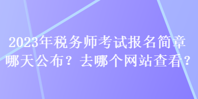 2023年稅務(wù)師考試報名簡章哪天公布？去哪個查看？