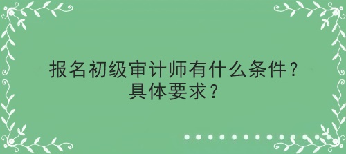 報(bào)名初級(jí)審計(jì)師有什么條件？具體要求？