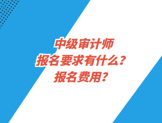 中級審計師報名要求有什么？報名費用？