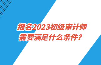 報(bào)名2023初級(jí)審計(jì)師需要滿足什么條件？