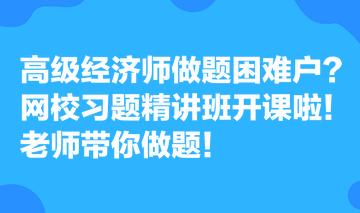 高級(jí)經(jīng)濟(jì)師做題困難戶？網(wǎng)校習(xí)題精講班開課啦！老師帶你做題！