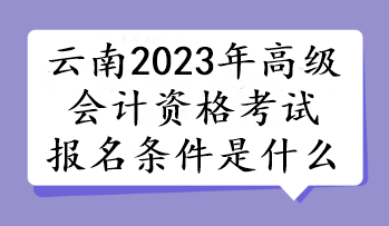 云南2023年高級會計資格考試報名條件是什么