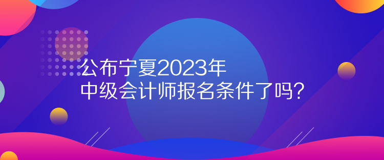 公布寧夏2023年中級(jí)會(huì)計(jì)師報(bào)名條件了嗎？