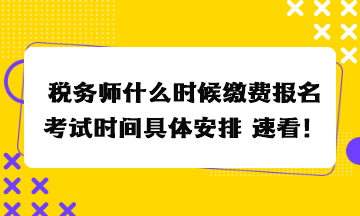 稅務(wù)師什么時(shí)候繳費(fèi)報(bào)名考試時(shí)間具體安排 速看！