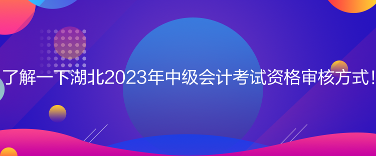 了解一下湖北2023年中級(jí)會(huì)計(jì)考試資格審核方式！