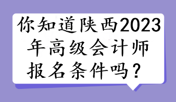 你知道陜西2023年高級會計師報名條件嗎？