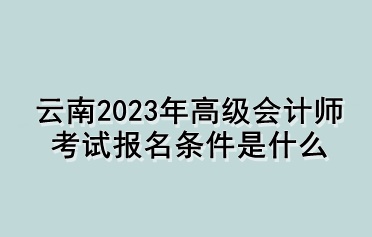 云南2023年高級(jí)會(huì)計(jì)師考試報(bào)名條件是什么？