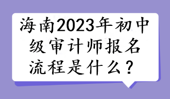 海南2023年初中級(jí)審計(jì)師報(bào)名流程是什么？