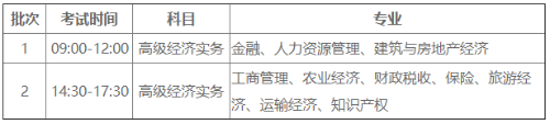 2023年高級經(jīng)濟(jì)師考試時間安排