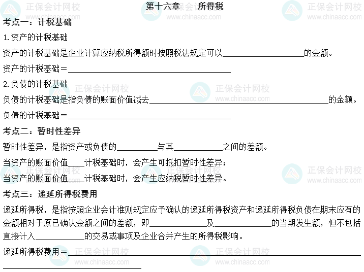 【默寫本】2023中級會計實務(wù)填空記憶——第十六章 所得稅