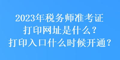 2023年稅務(wù)師準(zhǔn)考證打印網(wǎng)址是什么？打印入口什么時候開通？