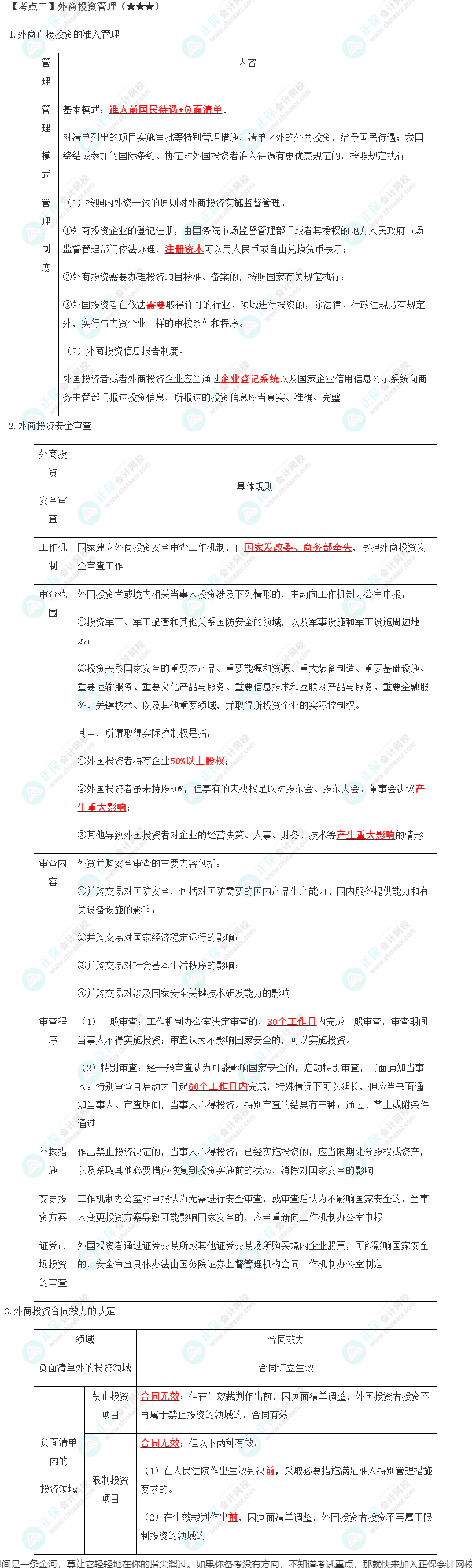 2023年注會《經(jīng)濟法》第12章高頻考點2：外商投資管理