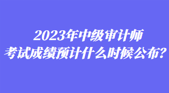 2023年中級審計師考試成績預計什么時候公布？